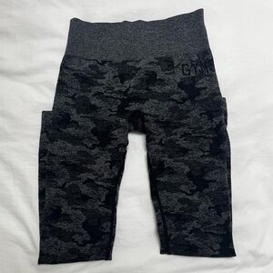 Gymshark Black and Gray Camouflage Leggings